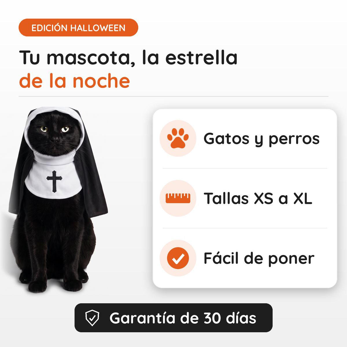 Disfraz de Monja para Gatos · Halloween